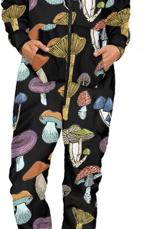 AFPANQZ Unisex Jumpsuit Fitted Hoodies Jumpsuit Home Pajamas with Hooded Front Pocket Onesie Tracksuit S-4XL