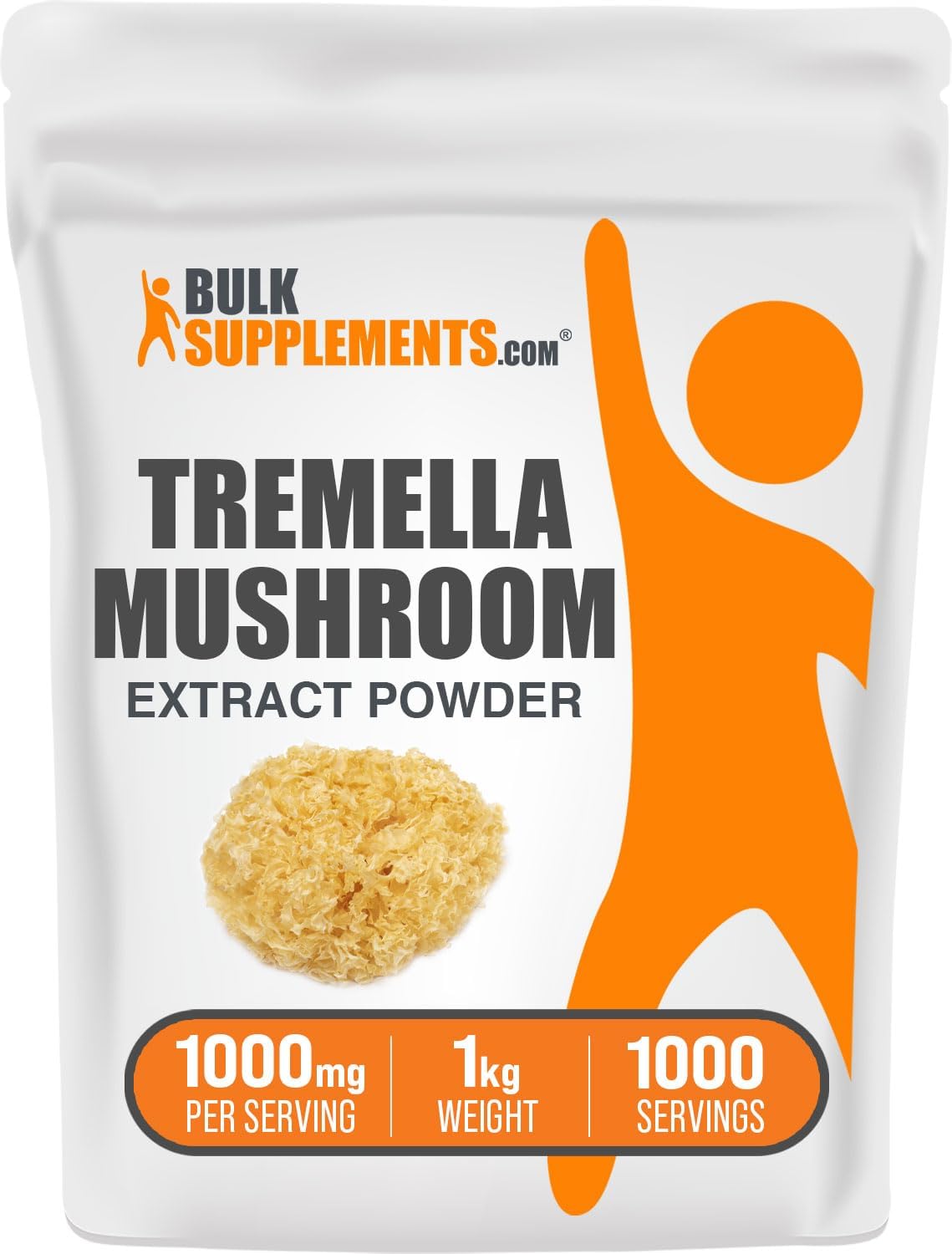 61k2aFAUkRL._AC_SL1500_.jpg BulkSupplements.com Tremella Mushroom Extract - Mushroom Supplements, Tremella Mushroom Powder - from Tremella Fuciformis, Gluten Free, 1000mg per Serving, 1kg (2.2 lbs) (Pack of 1)