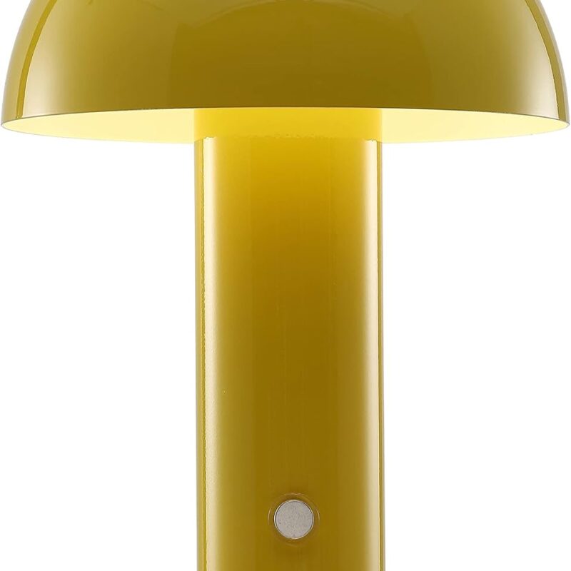 JONATHAN Y JYL7115C Boletus 10.75" Contemporary Bohemian Rechargeable/Cordless Portable Iron Integrated LED Mushroom Table Lamp Modern, Coastal Bedside Desk Nightstand Lamp, Yellow