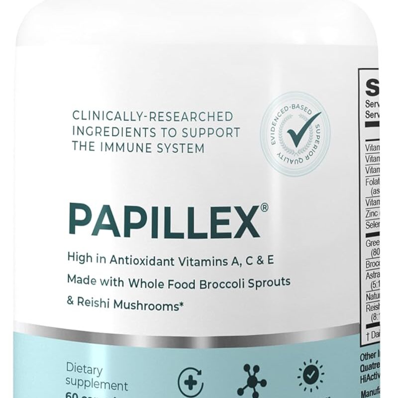 Dietary Supplement Tablets by Papillex - All Natural Immune Support - Immunity Defense - Best Immune System Booster - Organic 60 Capsules Bottle (Single Bottle)