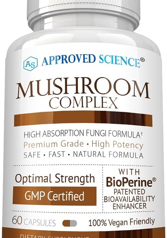 Approved Science Mushroom Complex - Support The Immune System and Cognitive Function - with Lion’s Mane, Chaga, Reishi, Turkey Tail, Shiitake, Oyster, and More - 60 Capsules - Vegan