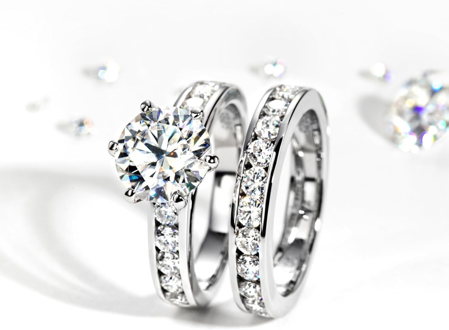 61smRotvSzL._AC_SL1500_.jpg Moissanite Wedding Rings Bridal Sets, 4.48CTTW D Color VVS1 Round Cut 925 Sterling Silver Engagement Rings Wedding Band for Women - Image 2