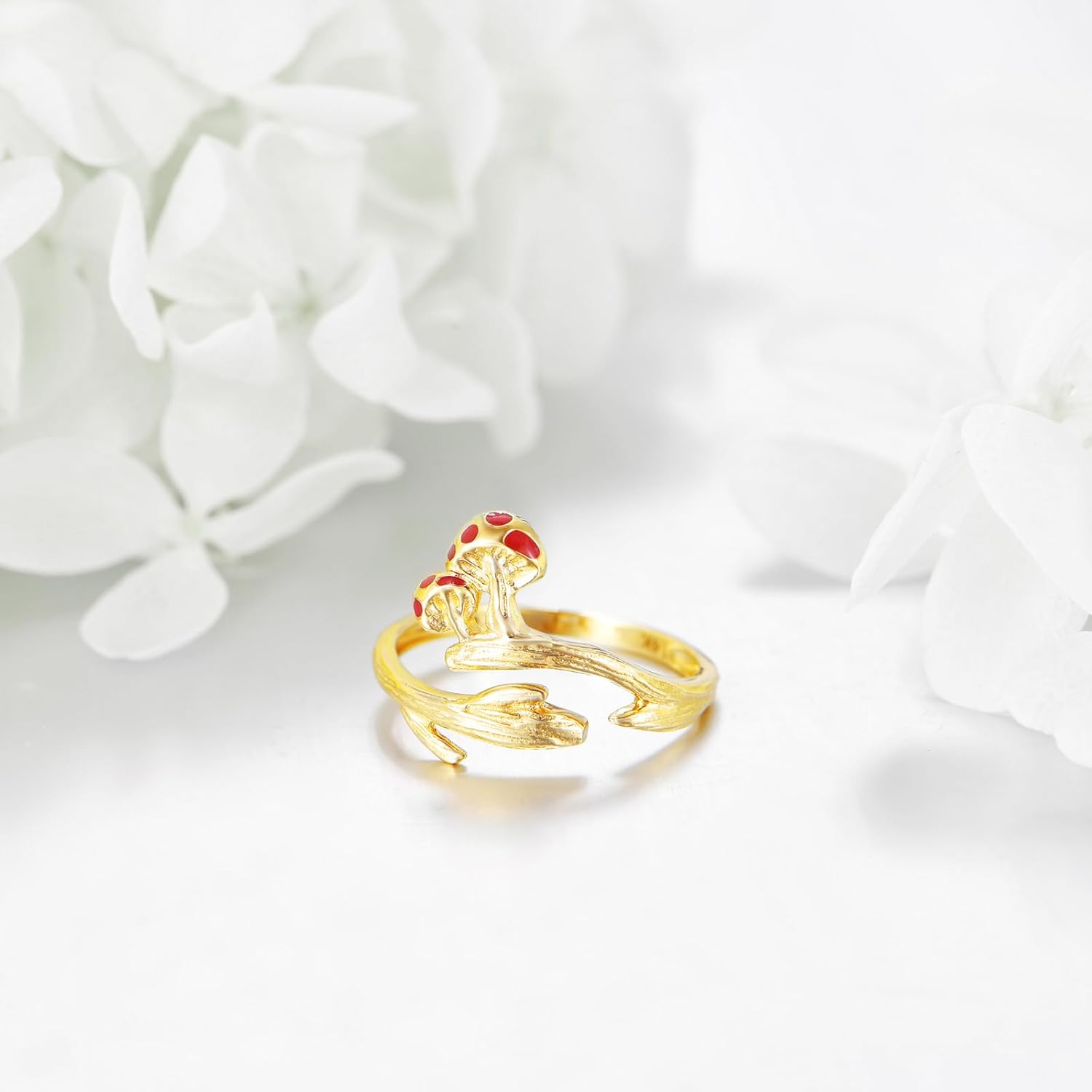 61tKei7jswL._AC_SL1500_.jpg KECHO 14K Solid Gold Lotus Rings for Women Flower Mushroom Rose Ring Yoga Jewelry Birthday Mothers Day Gifts for Mom Men - Image 3