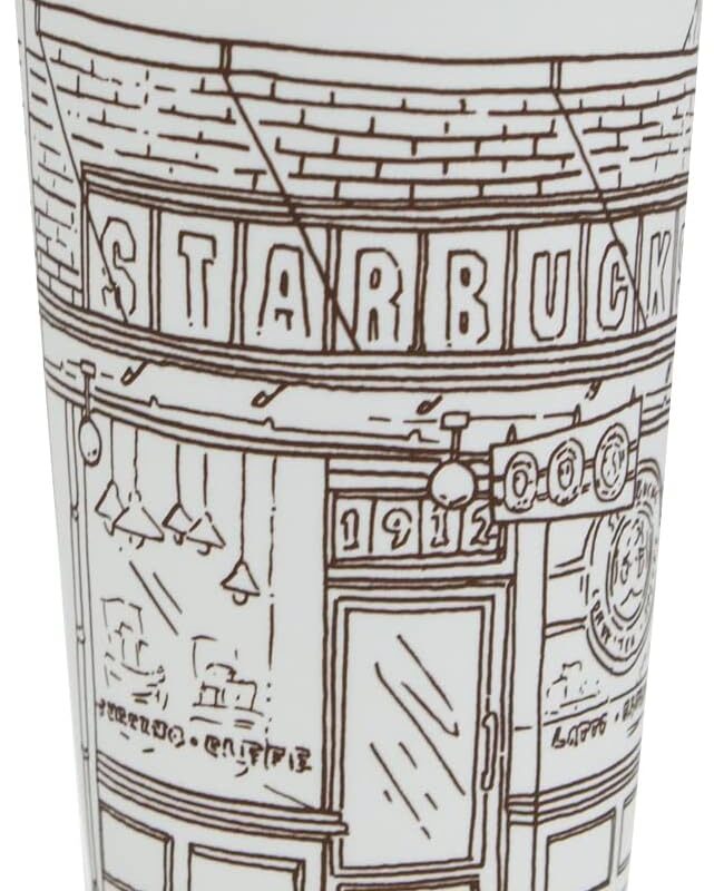 Starbucks The First Coffee Store Pike Place Storefront Soft Touch Ceramic Travel Mug, 12 oz