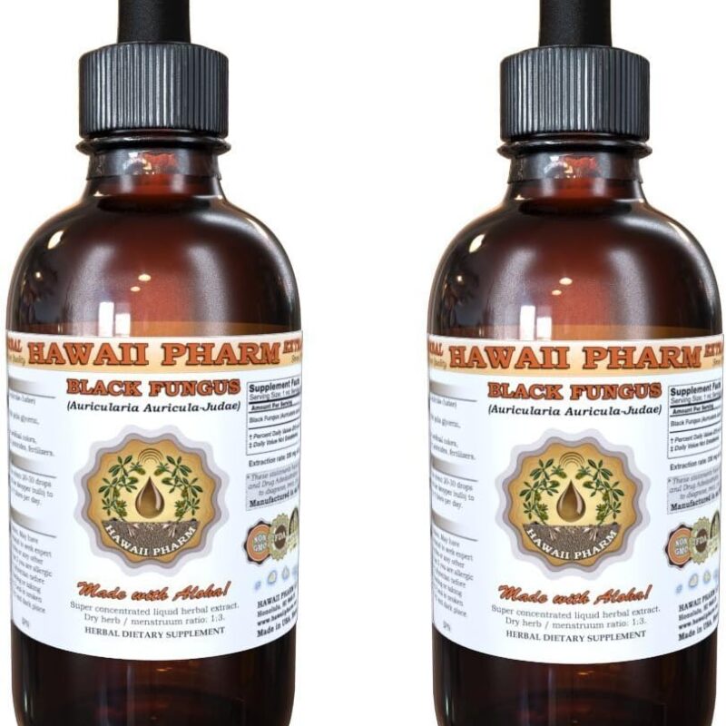Black Fungus (Auricularia Auricula-Judae) Tincture, Dried Fungus Liquid Extract, HEI Mu Er, Herbal Supplement 2x4 oz