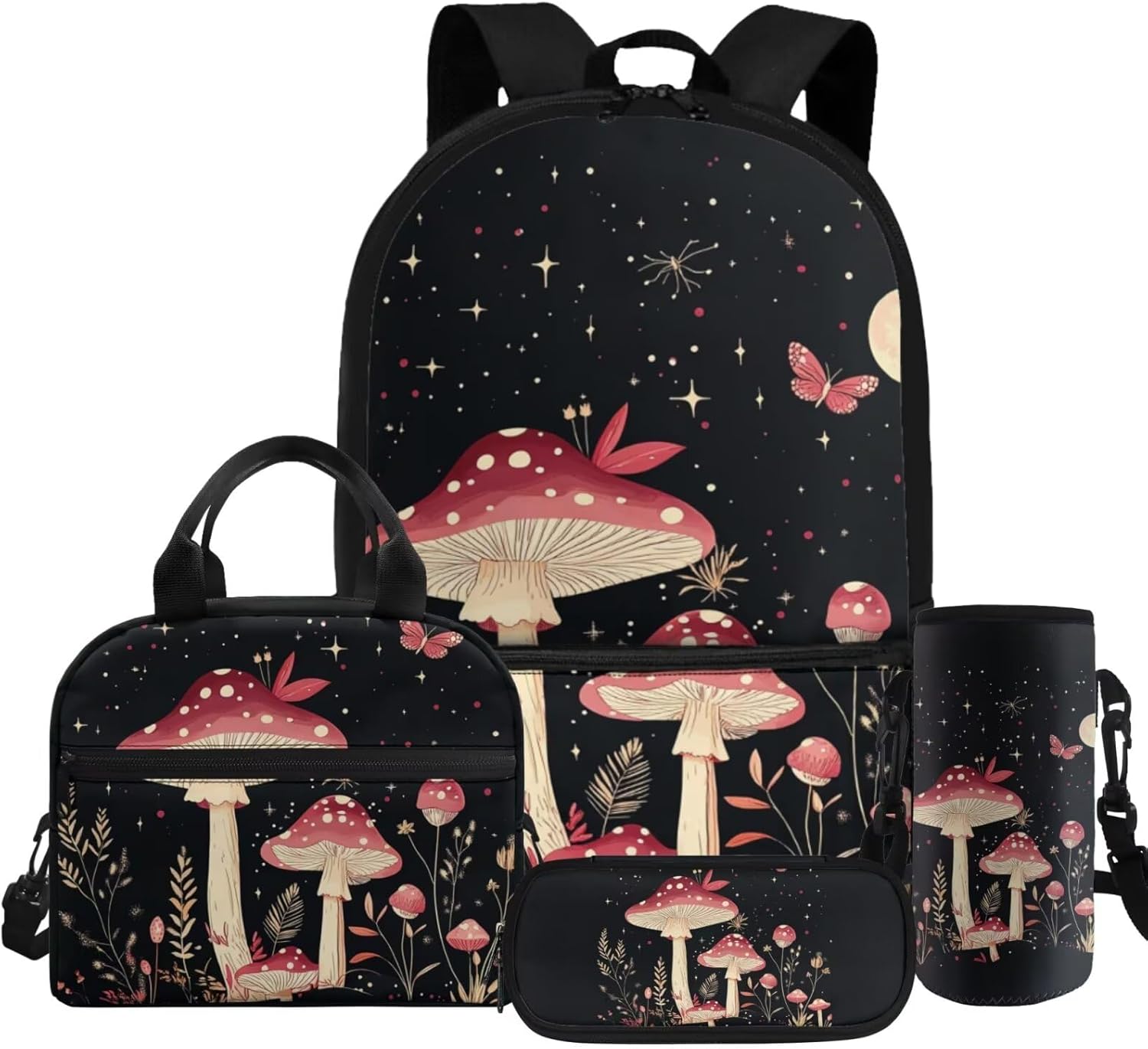 71-EyYz9CqL._AC_SL1500_.jpg doginthehole Aesthetic Mushroom Backpack for School Cute for Girls Large Capacity Girls School Bag with Lunch Bag 4-in-1 17inch Girls Bookbag Set Age 10-12 for Elementary Middle School
