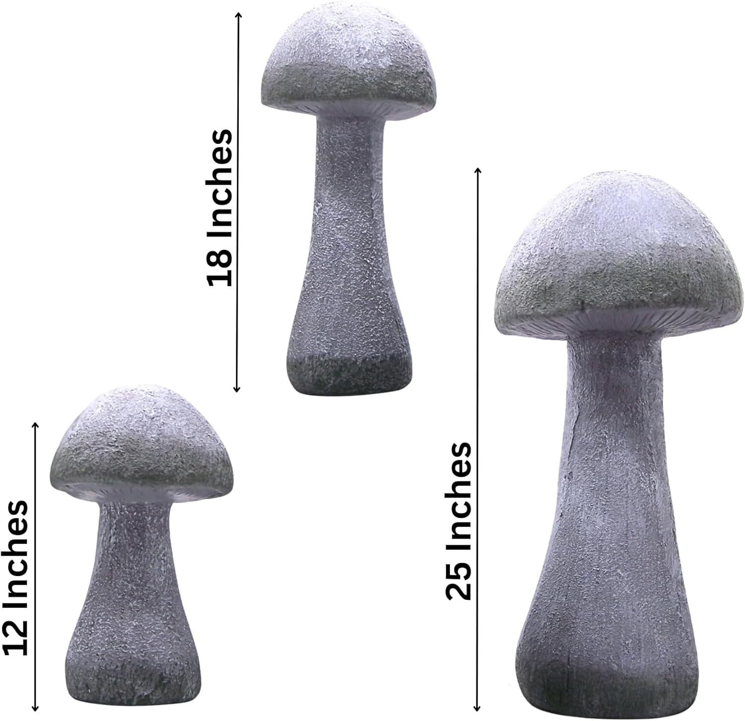 711BUYdluEL._AC_SL1500_.jpg Wowser Gray Mushroom Statues, Set of 3 Assorted Sizes, Freestanding Garden Decor, Unique Outdoor Decoration - Image 5