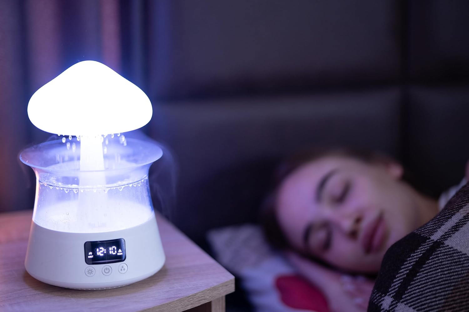 711SX3job4L._AC_SL1500_.jpg Rain Mushroom Humidifier Water Drip - With Clock and Alarm - Cloud Diffuser with Rain Mushroom Humidifier Water Drip - White - Image 5