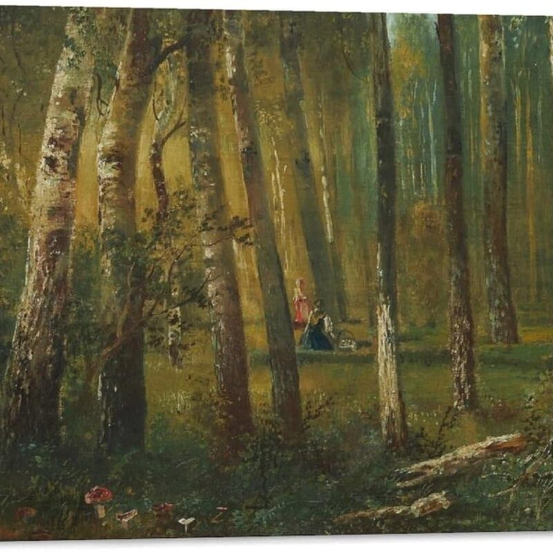 Russian Painter The Wanderers Alexei Savrasov Mushroom Pickers in Forest Realism HD Print on Canvas Painting Wall Art for Living Room Decor Boy Gift 16x24inch(40x60cm)