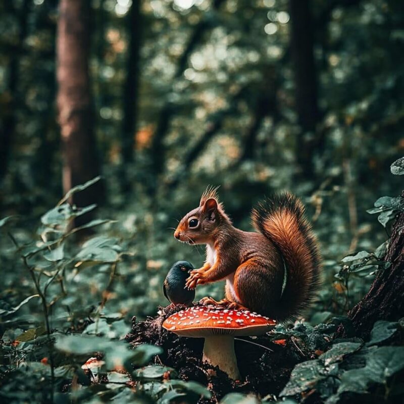 Squirrel Diamond Art Mushroom Diamond Painting Kits for Adults, 5D Round Full Drill Crystal Art Kits for Adults Beginners, DIY Embroidery Gem Paintings Crafts for Home Decor, Gifts 90x120cm 6P-2