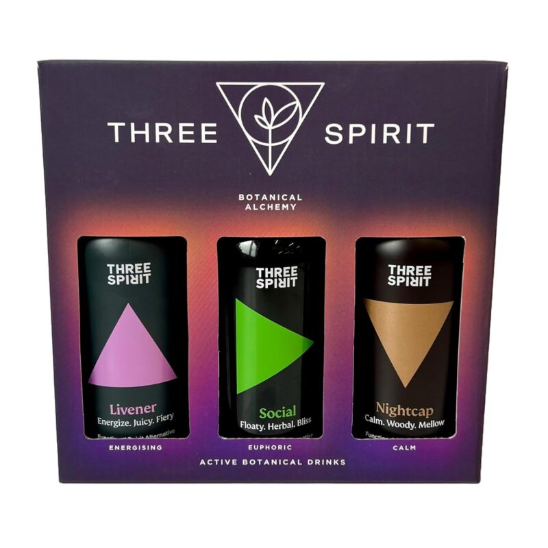 Three Spirit Non-Alcoholic Alternative Spirits - Starter Gift Set | Choose Your Mood For Every Occasion | With Adaptogens & Nootropics | Livener, Elixir & Nightcap | Award Winning Gluten Free & Vegan