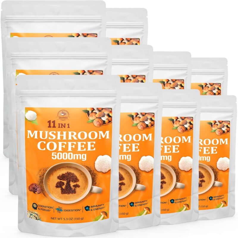 Mushroom Coffee - Mushroom Coffee Organic with 11 Superfood Mushrooms, Includes Lion's Mane, Reishi, Chaga, Cordyceps and Adaptogen*, Mushroom Supplement for Energy, Focus, Memory and Immunity - 53oz