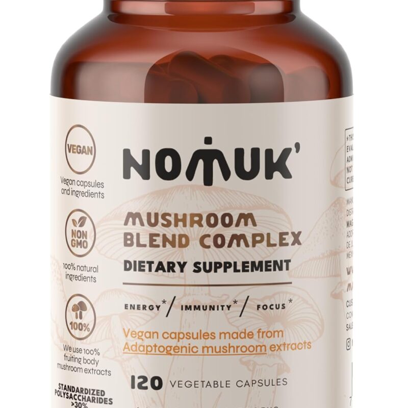 Adaptogenic Mushroom Extract Blend Lions Mane, Reishi, Cordyceps, Chaga Supplement, 120 Capsules.