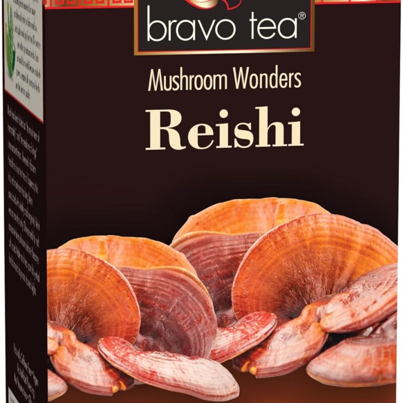 Bravo Tea Reishi Mushroom Herbal Tea, Caffeine Free 20 Tea Bags, 6 count