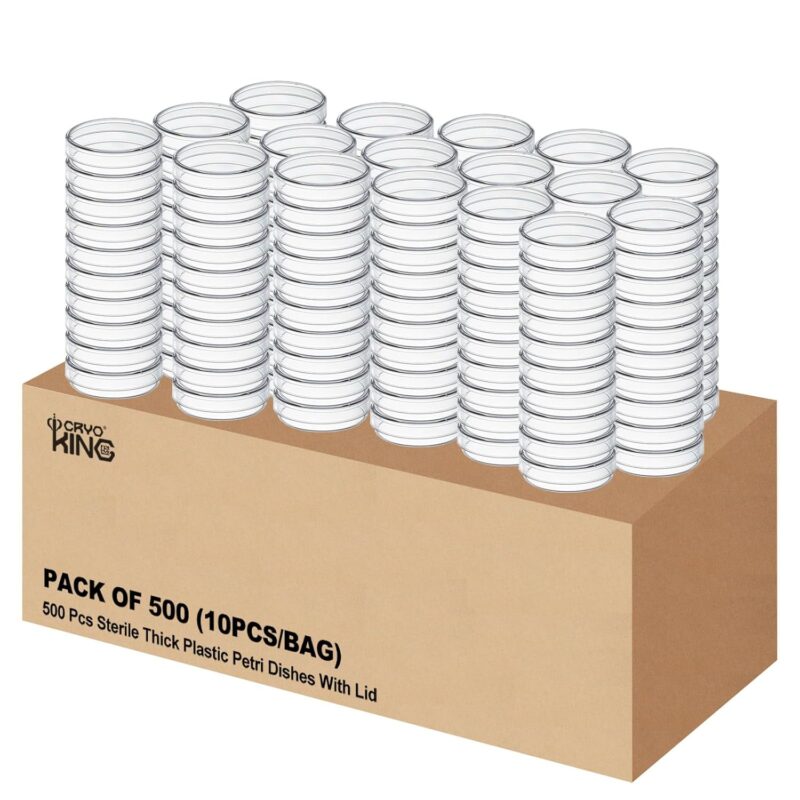 500 Pack Petri Dish, 60×15mm Sterile Thick Petri Dishes with Lid, Clear Stackable Thick Plastic Culture Dishes for Lab Experiment, School Science Project, Myclogy, Biology