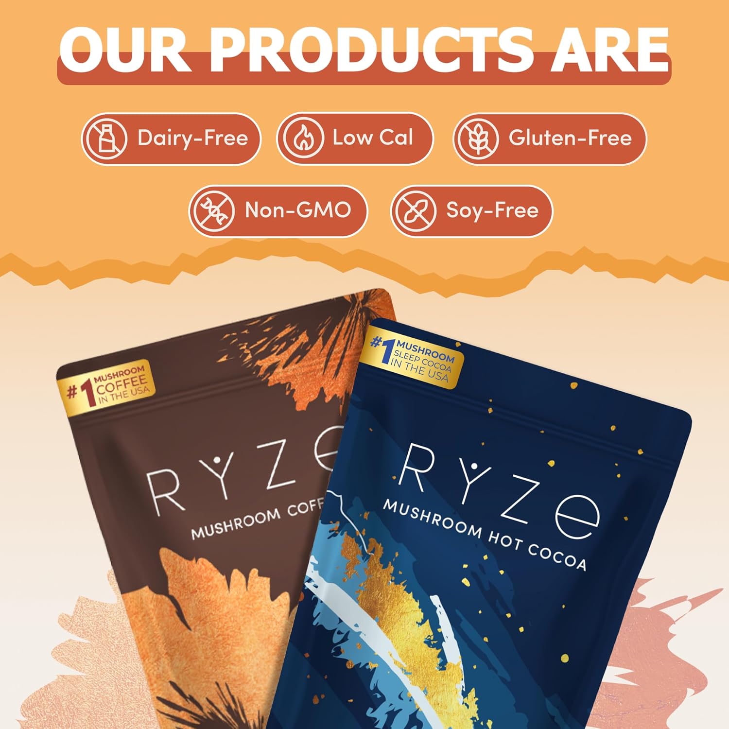 719aLMgHHvL._AC_SL1500_.jpg RYZE Day + Night Bundle with Mushroom Coffee and RYZE Hot Cocoa, USDA Organic Mushroom Coffee with 6 Adaptogenic Mushrooms + MCT Oil, Hot Cocoa Keto Sleep Aid with Melatonin and Glycine, 30+20 serving - Image 6