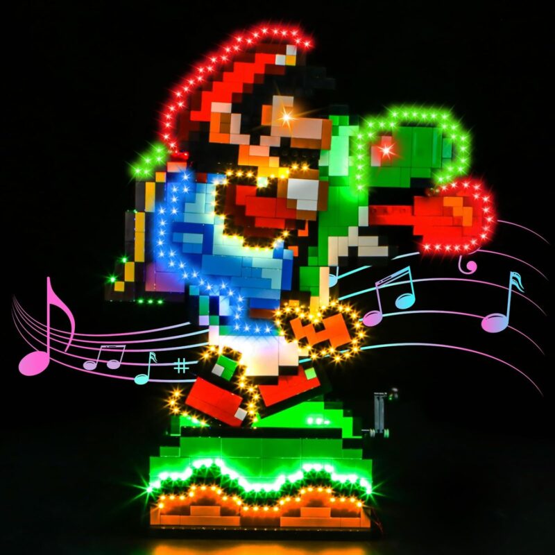 Light Compatible with Lego Super Mario World: Mario & Yoshi, Lighting Set Accessories Compatible with Lego 71438, No Models Only Light (Music Version)