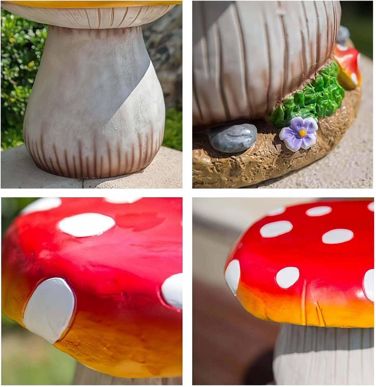 71CXTjCuKVL._AC_SL1500_.jpg Outdoor Garden Mushroom Table Stool Statues, Resin Creative Landscape Sculpture Decoration, Yard Lawn Pond Ornament (Red, Mushroom Table) - Image 4