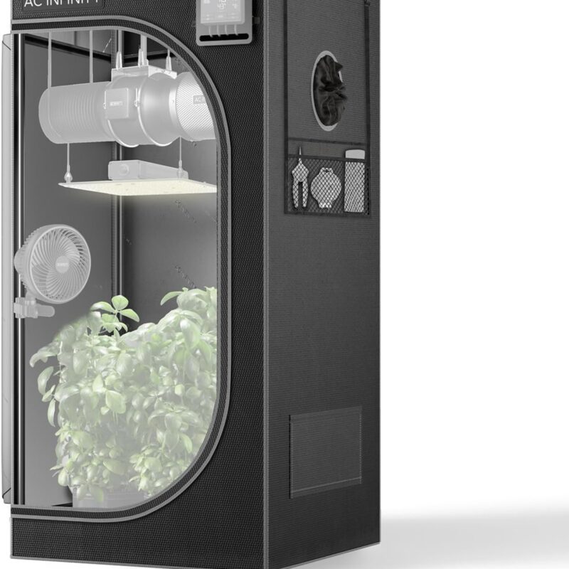 AC Infinity CLOUDLAB 422 Advance Grow Tent, 24”x24”x48” Thickest 1 in. Poles, Highest Density 2000D Diamond Mylar Canvas, 2x2 for Hydroponics Indoor Growing