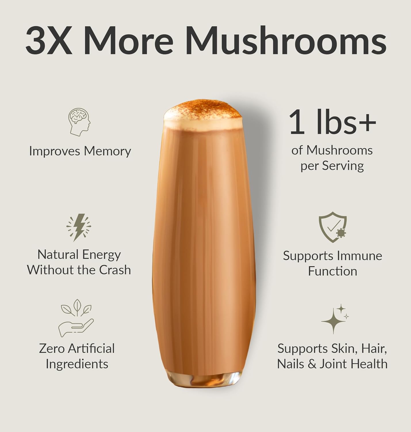 71FBGFLT0EL._AC_SL1500_.jpg BiOptimizers Mushroom Coffee Alternative – Chai Drink – Lion’s Mane, Chaga, Reishi + Collagen Peptides for Focus, Energy & Gut Health – Adaptogenic Mushrooms & MCT Powder – 30 Servings - Image 2