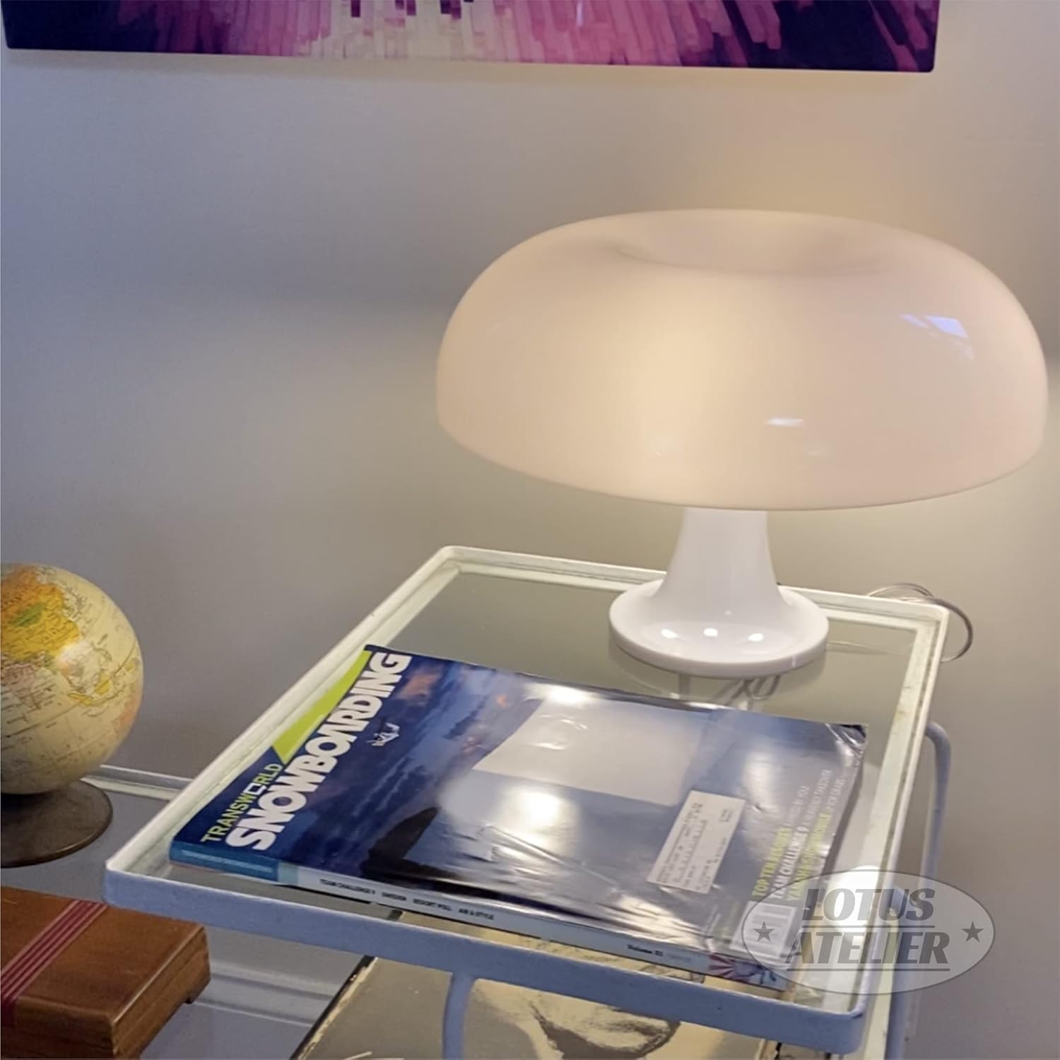 71G1Fl1ytnL._AC_SL1500_.jpg Retro Mushroom Lamp for Room Aesthetic Modern Lighting for Bedroom | Cool Retro Living Room Decor (White) - Image 2