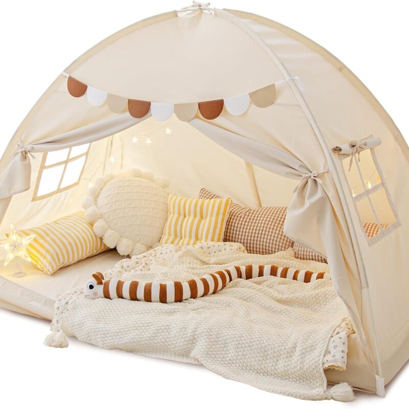 Twin Size Bed Canopy Bed Tents Dream Tent on Bed Privacy Space Blackout Sleeping Tents Indoor Breathable Portable Cottage Drafty Room Floor Bed Tents
