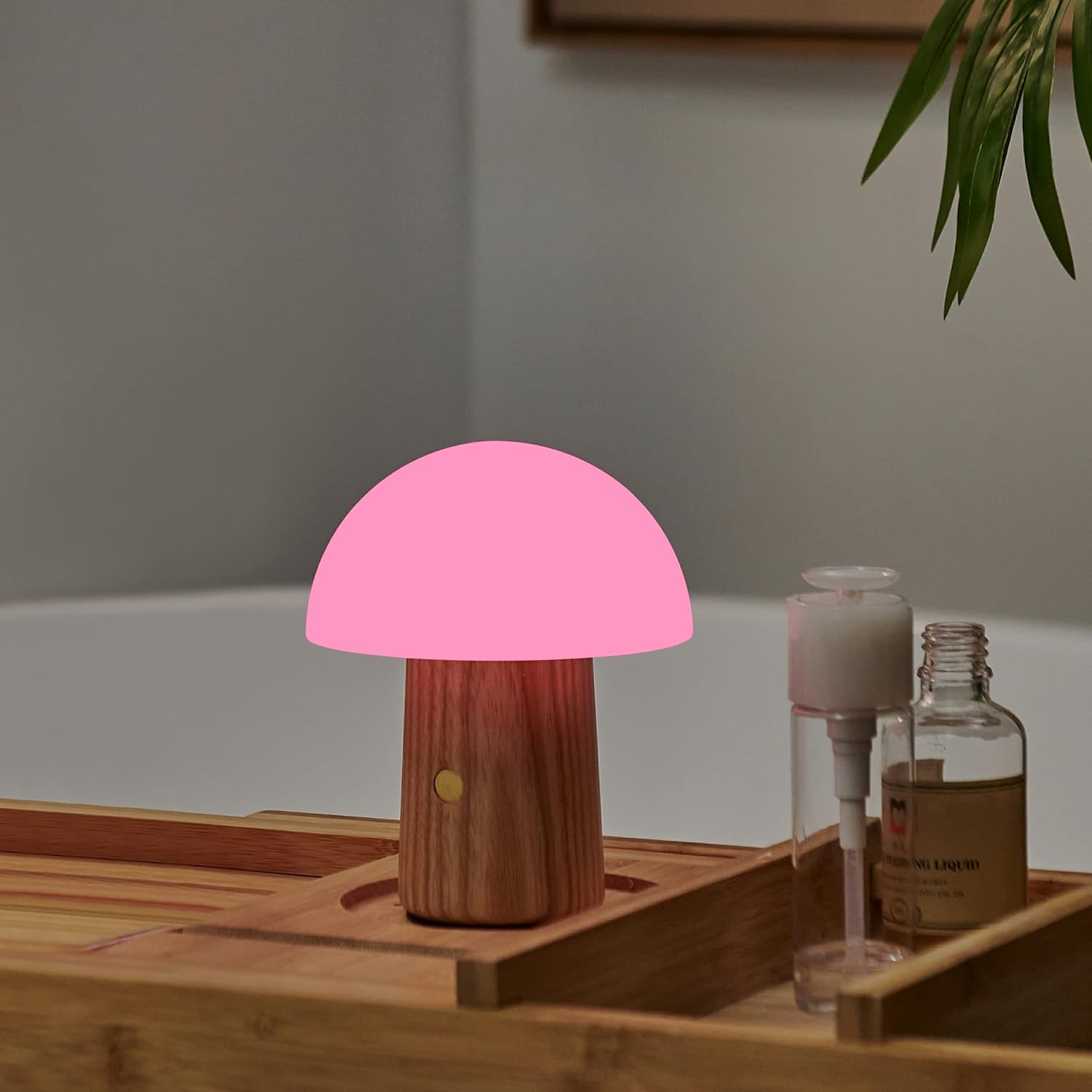 71JRoqX0y5L._AC_SL1500_.jpg Gingko Mini Alice Mushroom Lamp - Natural Walnut Wood - Touch Control - 7 RGB Lights and Warm Light Mode - Image 8