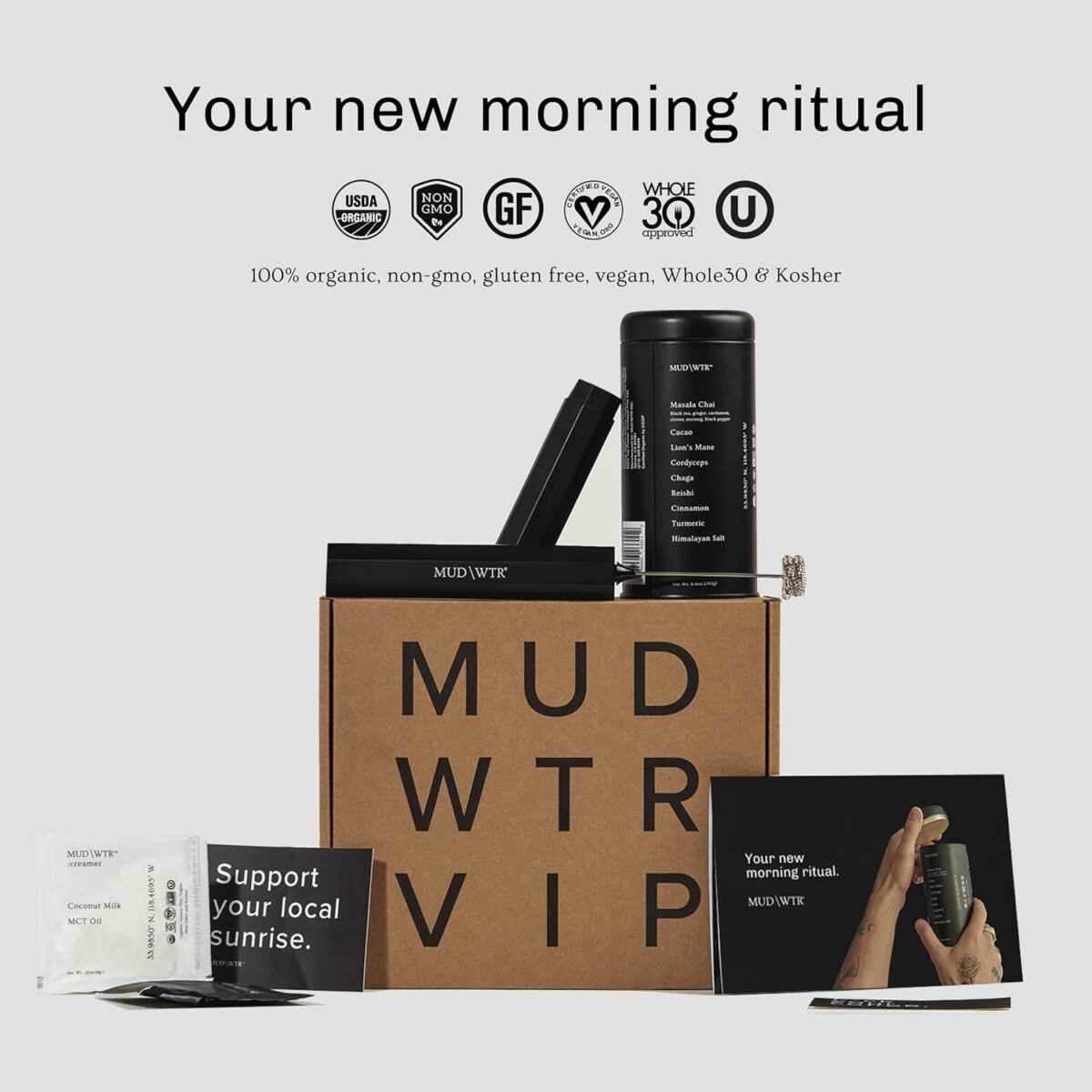 Chaga Ritual Set MUD\WTR Coffee Alternative Morning Ritual Kit, Organic Lion's Mane ...