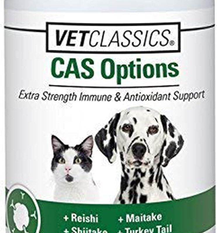 Vet Classics CAS Options Extra Strength Immune Support for Dogs, Cats – Pet Health Supplement, Dog Antioxidant Care – Extra-Strength Dog Supplement Formula – 120 Chewable Tablets
