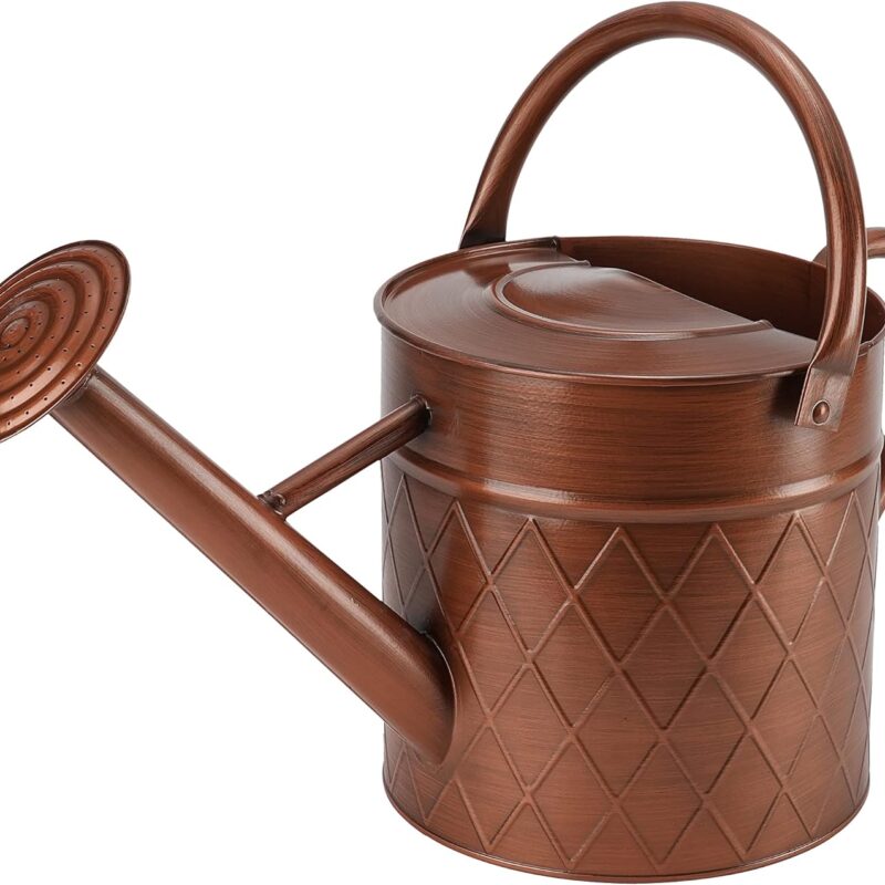 1.75 Gallon Outdoor Metal Watering Can for Garden Plants,Copper Color Watering Can with Removable Spray Spout, Ideal for Outdoor Use (Copper)