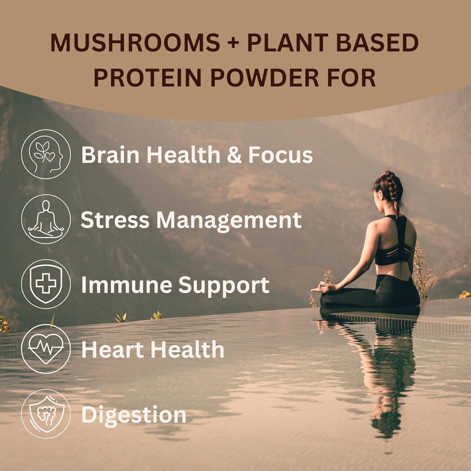 71LcAqItQeL._AC_SL1500_.jpg Mycoprotein Mushroom Protein Powder - Vegan Protein, Plant Based, Superfood, Master Blend of Chaga, Reishi, Turkey Tail, Shiitake, Lions Mane - Chocolate (1.76 lb) - Image 4