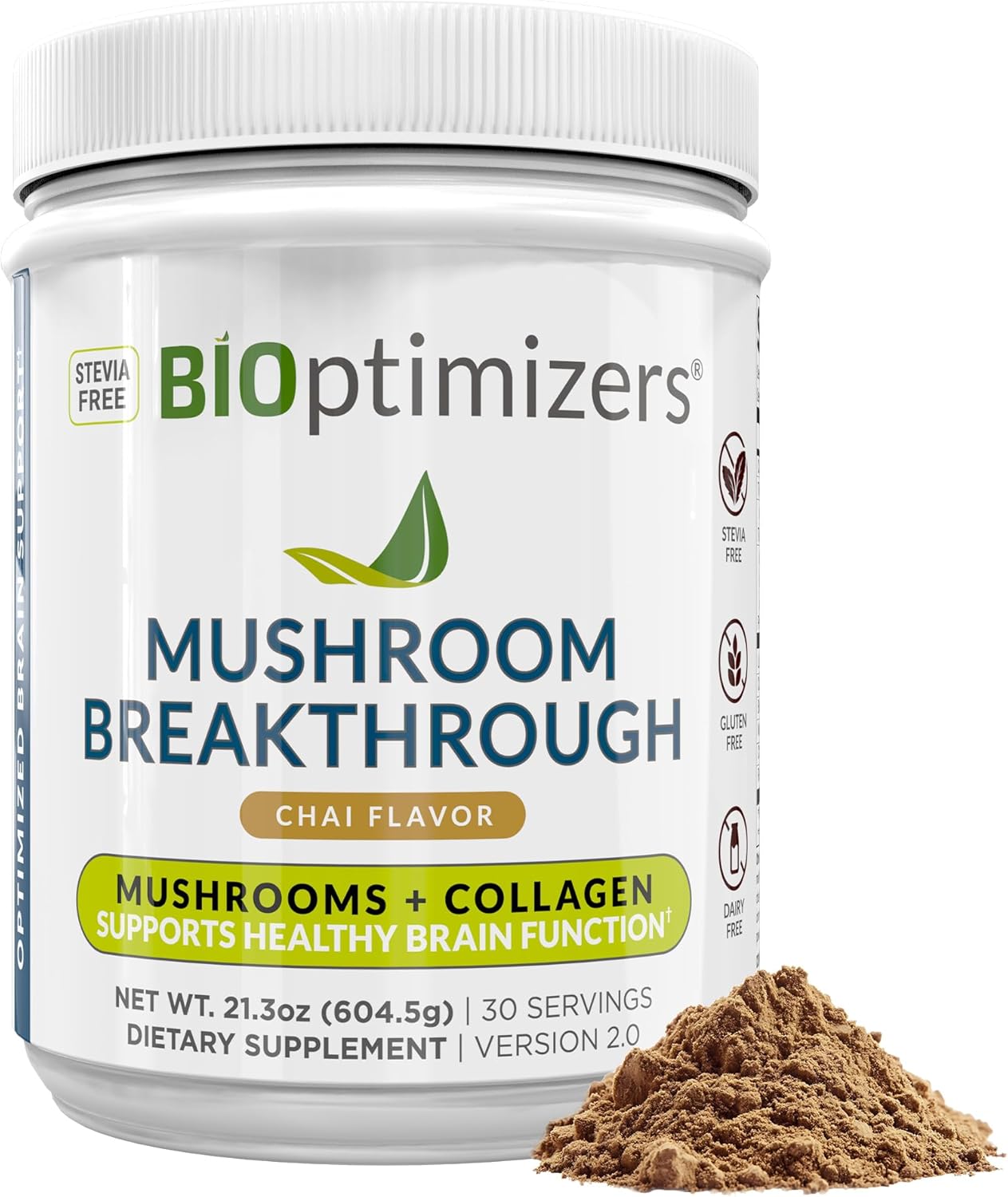 71LkjpoMmDL._AC_SL1500_.jpg BiOptimizers Mushroom Coffee Alternative – Chai Drink – Lion’s Mane, Chaga, Reishi + Collagen Peptides for Focus, Energy & Gut Health – Adaptogenic Mushrooms & MCT Powder – 30 Servings