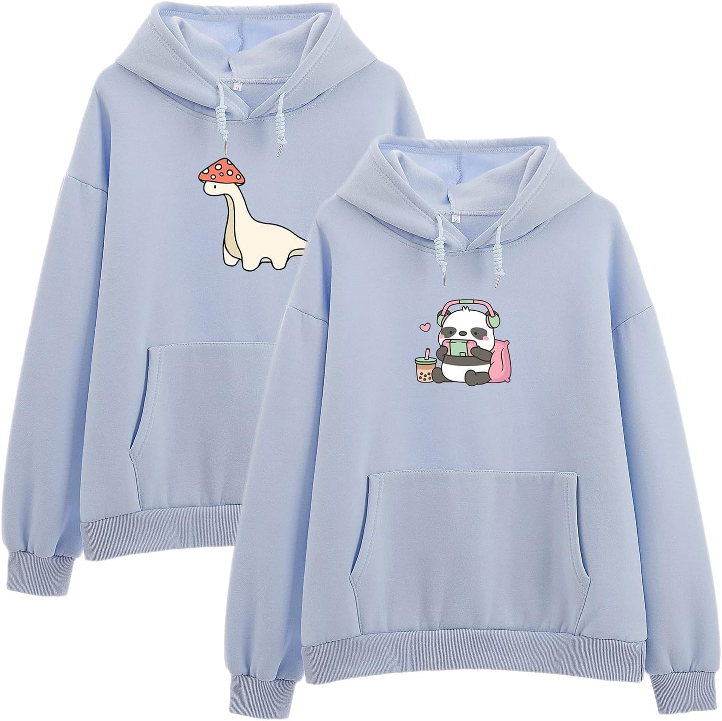71LxQzhXd3L._AC_SL1500_.jpg Oversized Kawaii Cartoon Hoodies for Teen Girl Featuring Cute Panda and Mushroom Dino Prints 2pc(Light Blue,XL)