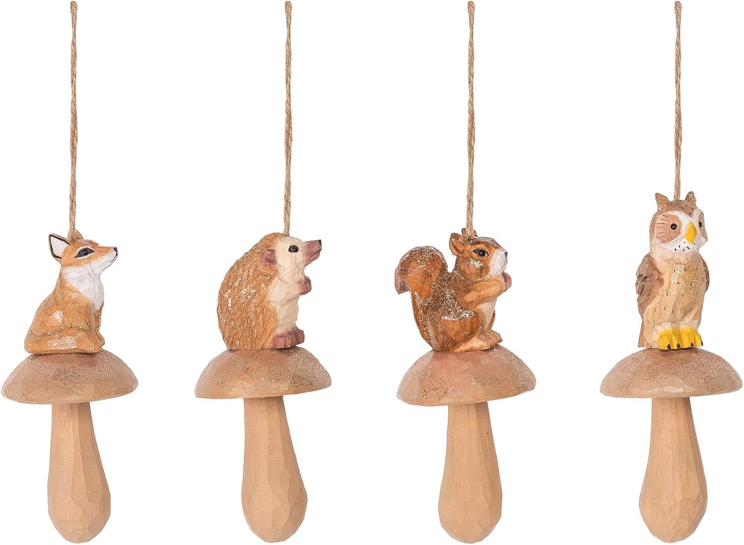 71NHzDa6nNL._AC_SL1500_.jpg Gallerie II Wood Carved Mushroom Christmas Decor Decoration Ornament, Assortment of 4, A/4 Tan