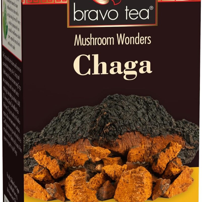 Bravo Tea Chaga Mushroom Herbal Tea Caffeine Free, 20 tea bags, 6 count