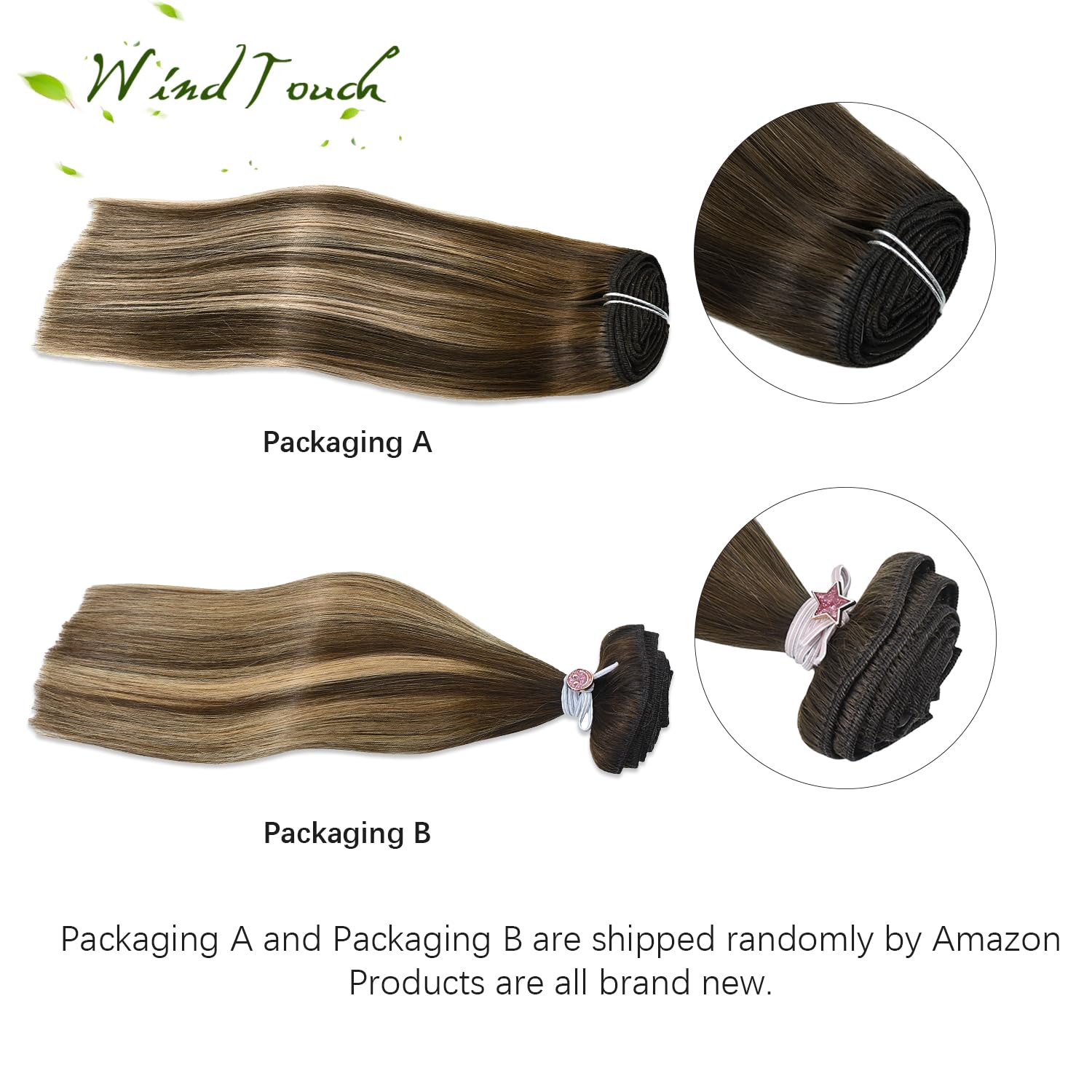 71OF9Xw3w5L._SL1500_.jpg WindTouch Clip in Hair Extensions Human Ombre Medium Brown to Caramel Blonde Balayage Clip in Hair Extensions Real Human Hair 14Inch 7Pcs 120g - Image 8