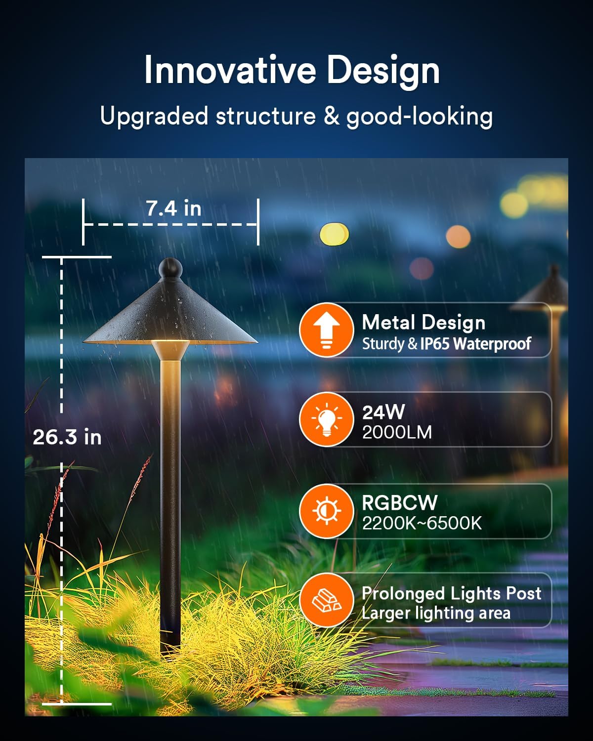 71OU3KYfzWL._AC_SL1500_.jpg Lumary Smart Landscape Path Lights, 4 Pack Outdoor Landscape Lighting IP65 Waterproof, 46FT RGBAI Color Changing Landscape Lights for Yard, Pathway, Driveway, App/Voice/Remote Control, Black, L-PL4C1 - Image 3