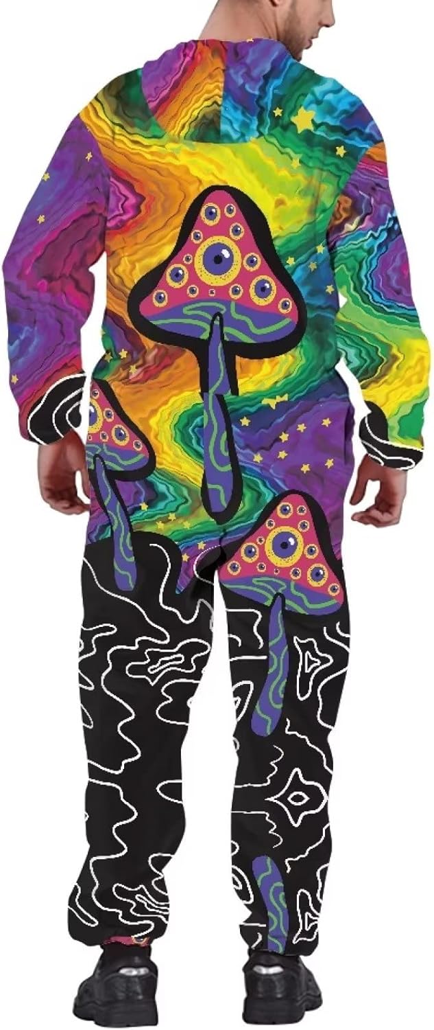 71PIBKjdSnL._AC_SL1500_.jpg Coloranimal Unisex Women Men Onesie Jumpsuit Fashion Novelty One Piece Pajama Set with Pocket Nightwear Romper Size S-4XL - Image 3