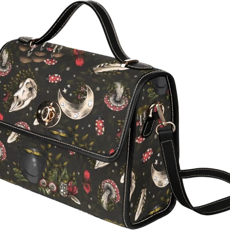 Cottagecore Witchy Satchel Purse, Goblincore Mushroom Handbag, Fairycore, Witchcore, Pagan Accessories, Celestial, Forestcore