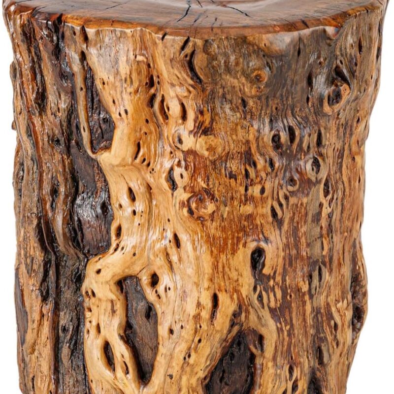 THY COLLECTIBLES Natural Tree Trunk Stump Stool with Live Edge Solid Wood Plant Stand, Stool, Garden Bench, Side Table, End Table - D8.6 in x H9.5 in
