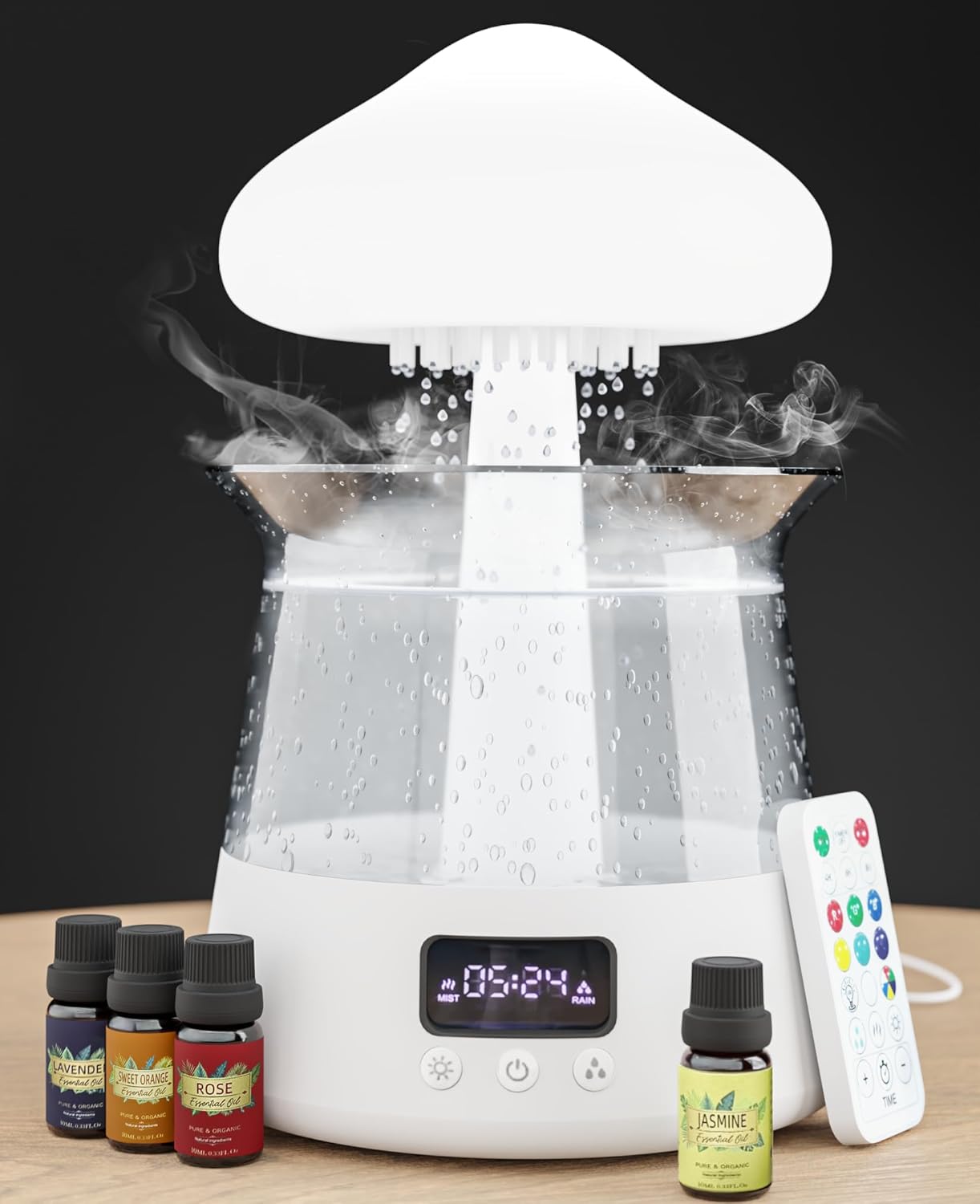 71UcIB7t2qL._AC_SL1500_.jpg Rain Mushroom Humidifier Water Drip - With Clock and Alarm - Cloud Diffuser with Rain Mushroom Humidifier Water Drip - White