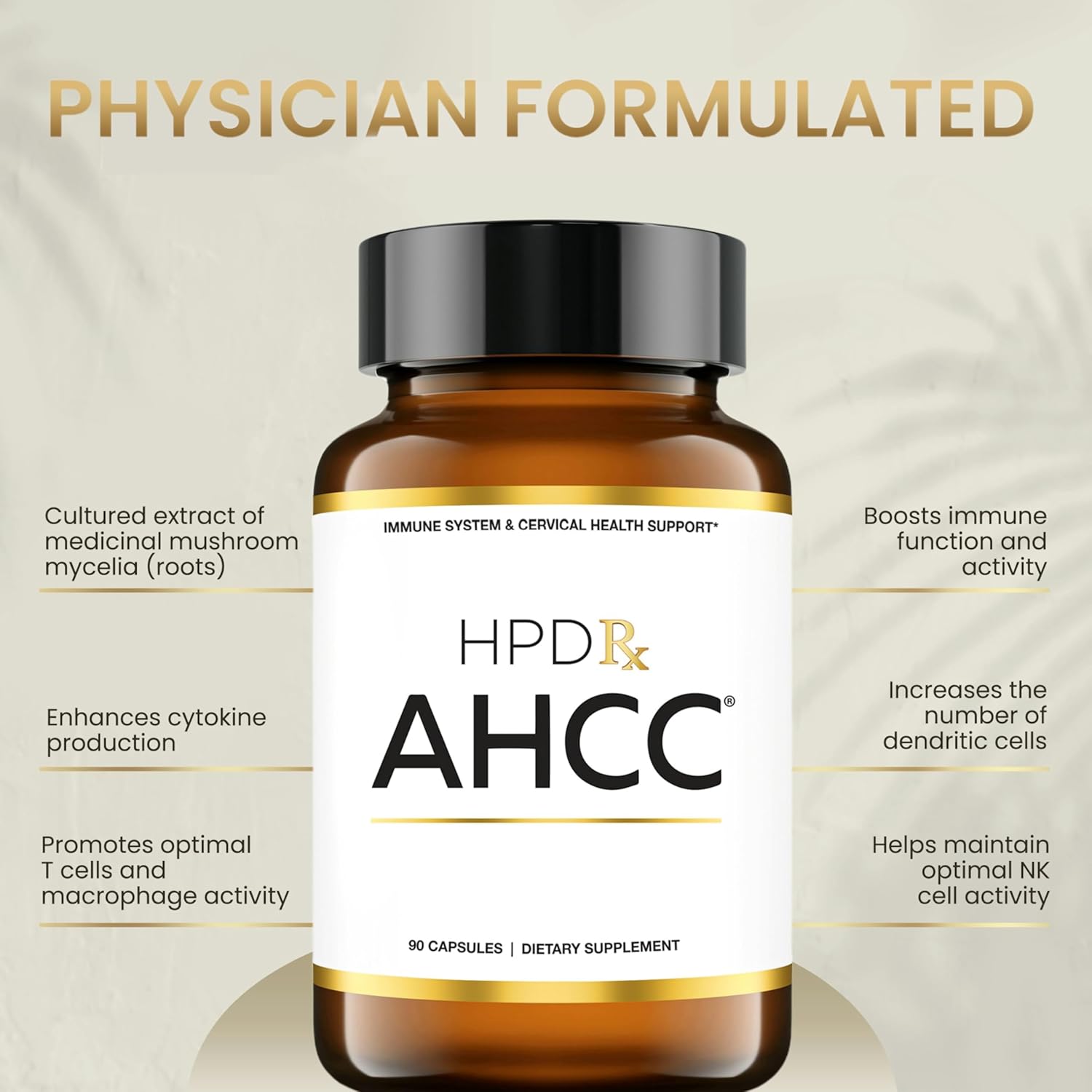 Premium AHCC & Shiitake Mushroom 1100 mg per Serving Supplement ...