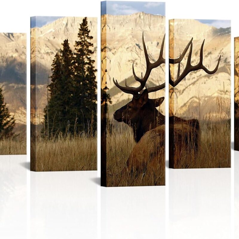 VVOVV Wall Decor - Deer In Autumn Forest Painting Giclee Prints Wildlife Pictures Animal Elk Poster Canvas Art Wall Decor Modern Framed Artwork