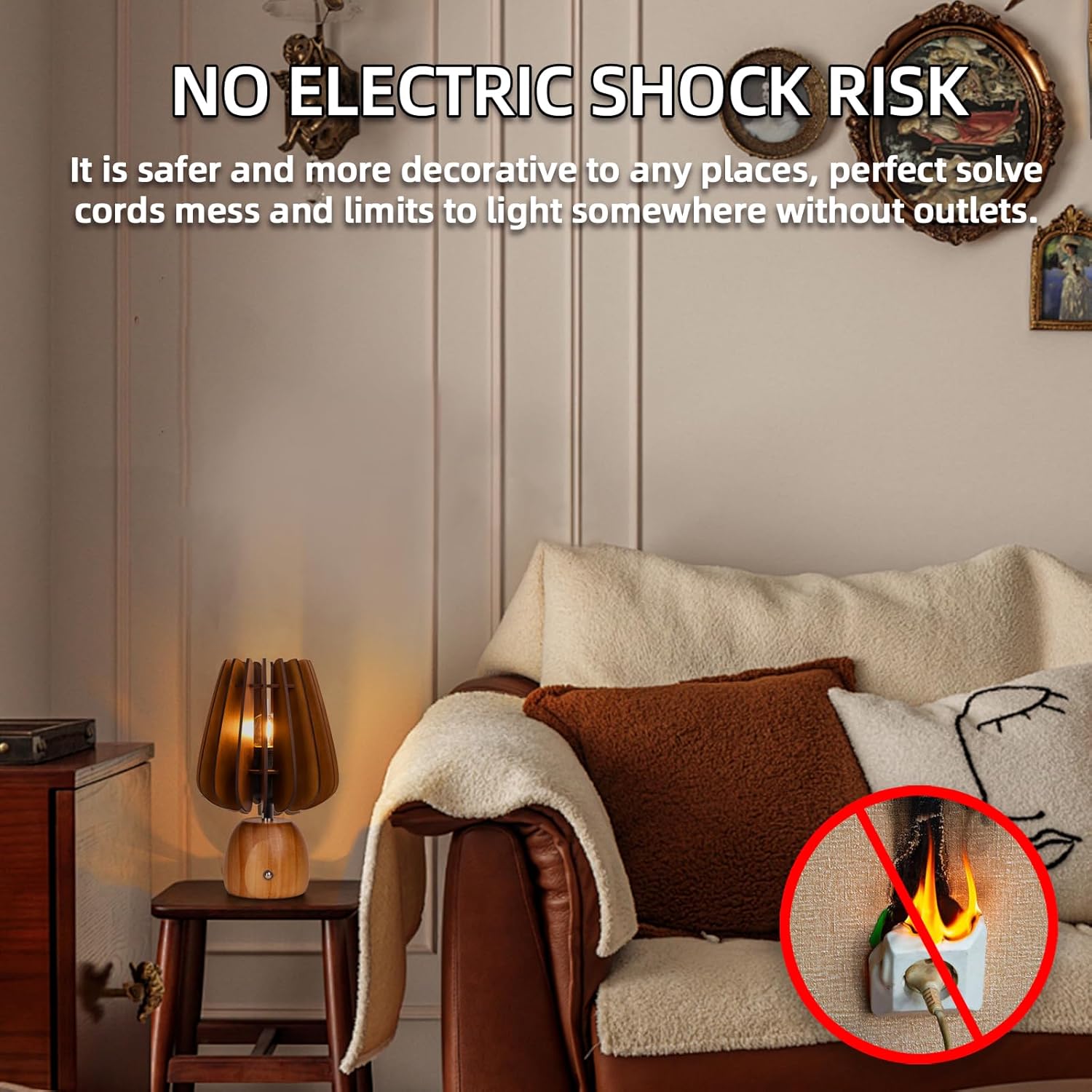 71Va2o6WVL._AC_SL1500_.jpg Rechargeable Table Lamp Cordless, Wooden Battery Operated Lamp with Touch Dimmer Switch - 1800mAh Mushroom Table Lamp Wireless, Table Lamp for Bedroom/Livingroom/Bathroom/Kitchen/Corner/Entryway - Image 7