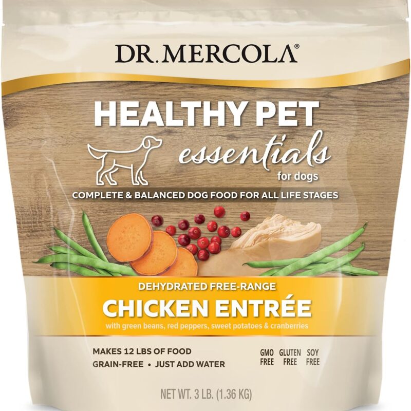 Dr. Mercola Healthy Pet Essentials Chicken and Beef Entree for Dogs, 3lbs (Makes 12lbs of Food), Non GMO, Gluten Free, Soy Free (Free-Range Chicken)