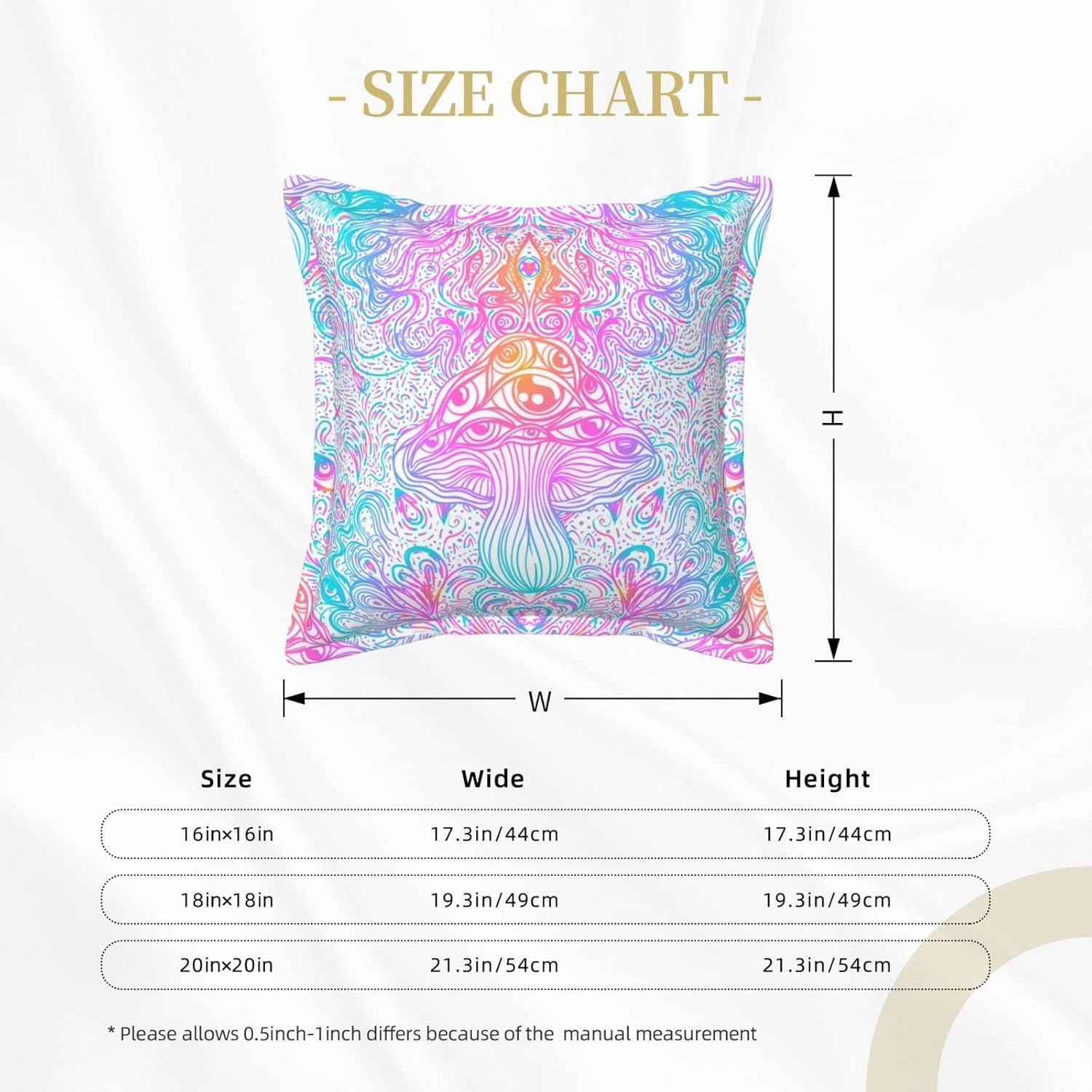 71WrLS-uAkL._AC_SL1500_.jpg Pillow Included Mushrooms of Illusion Leather Pillow Cover, Modern Leather Throw Pillow Cover, Leather Decorative Pillows Cover for Farmhouse Sofa Couch Bed Livingroom, Car Outdoor20 X20 - Image 5