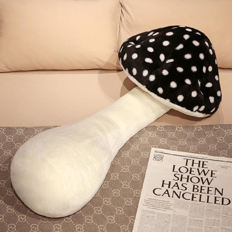Kapley Mushroom Plush Pillow, Soft Mushroom Pillow, Mushroom Shaped Stuffed Long Pillow, Mushroom Plush Body Pillow (Black, 51.18inches/100 cm)