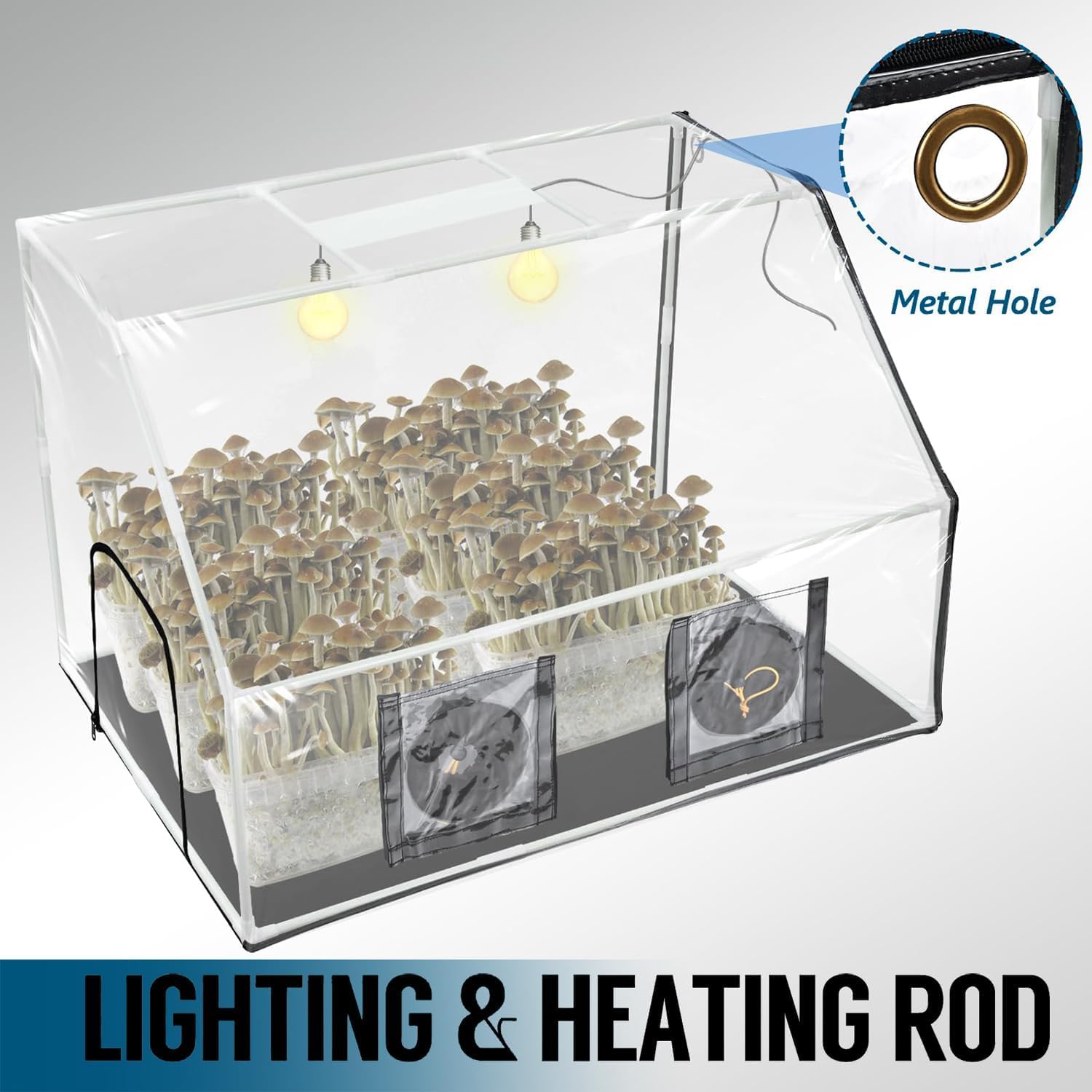 71YPyutGyPL._AC_SL1500_.jpg Portable Grow Box Mushroom Monotub Kit Upgraded Still Air Box Mushroom Mycology, with 2 Sprayer & Thermometer, 90X60X60CM Mushroom Planting BagTent, Mycology Fume Hood Propagation Stations - Image 5