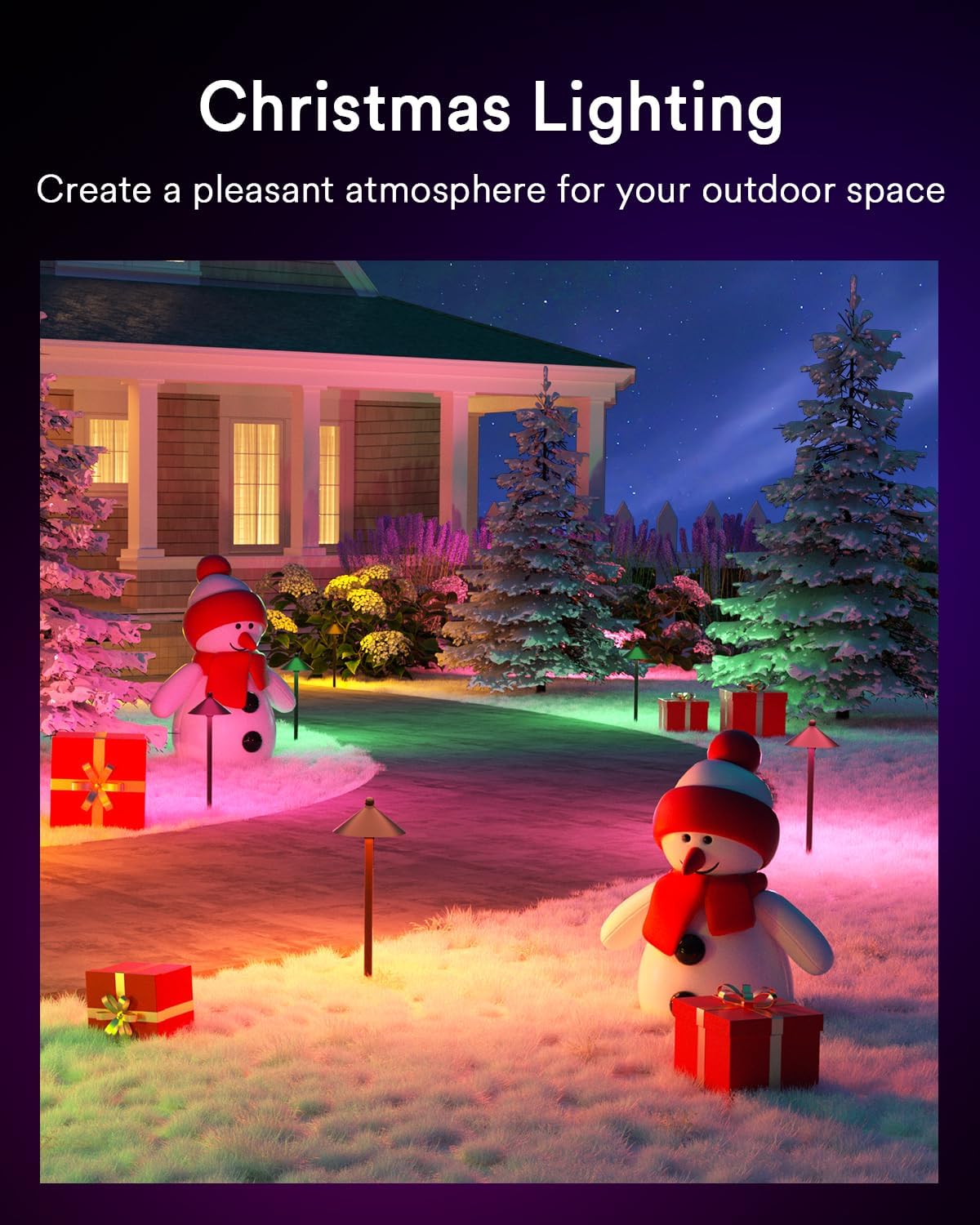 71YY-InFSnL._AC_SL1500_.jpg Lumary Smart Landscape Path Lights, 4 Pack Outdoor Landscape Lighting IP65 Waterproof, 46FT RGBAI Color Changing Landscape Lights for Yard, Pathway, Driveway, App/Voice/Remote Control, Black, L-PL4C1 - Image 2