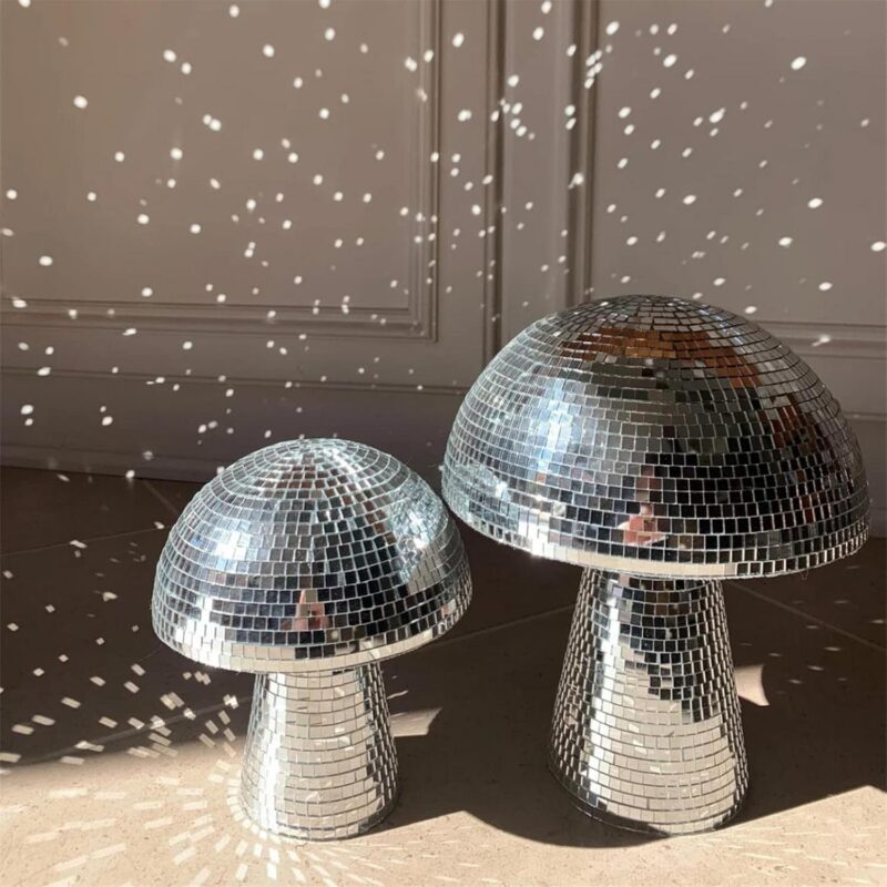 EUKK Mushroom Disco Ball, 2022 New Silver Mirror Disco Balls, Disco Mirror Glitter Ball, Creative Retro Reflective Glitter
